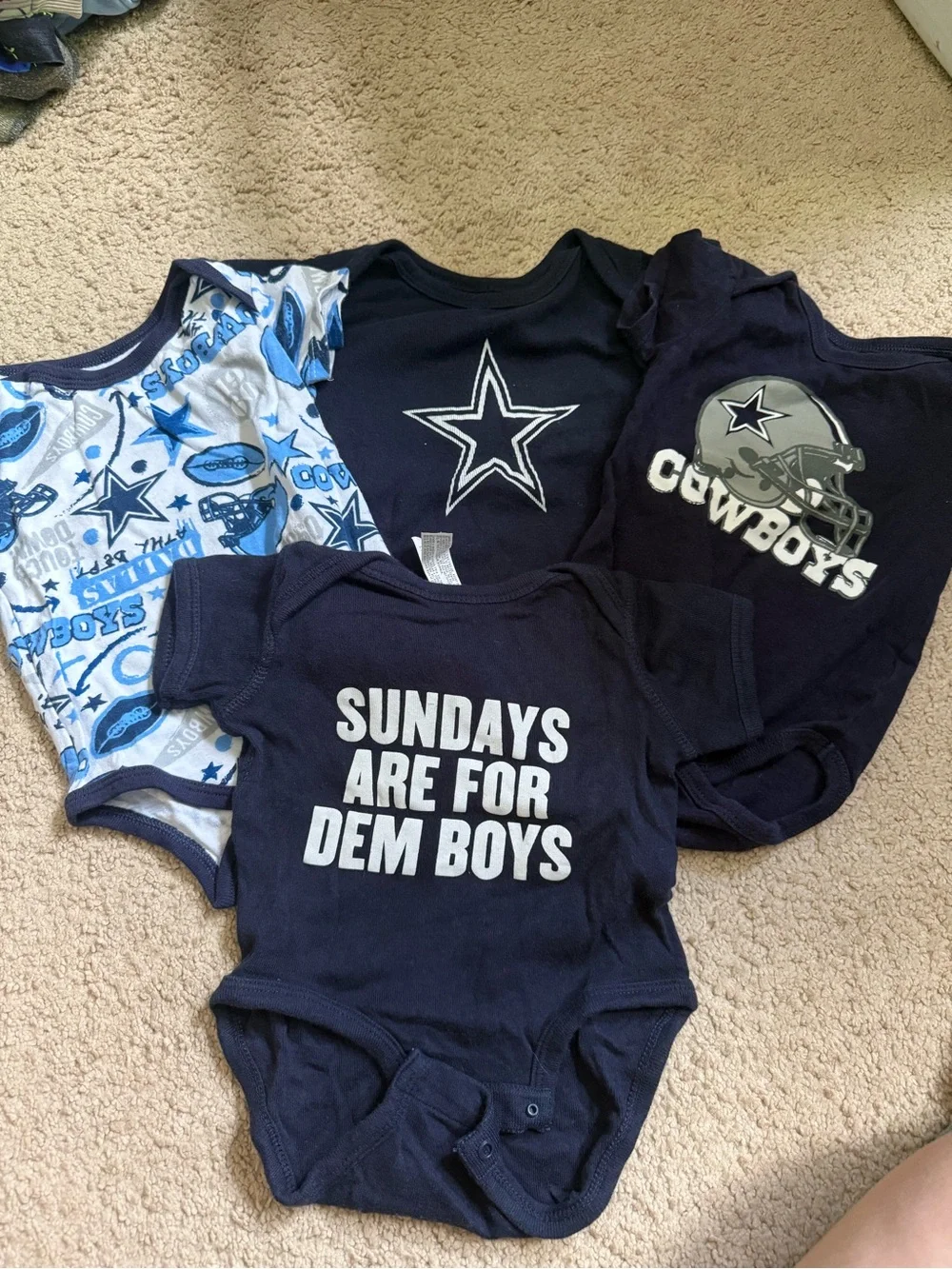 Dallas Cowboys Navy Blue Baby One-Piece Bodysuit bundle size 3-6 months